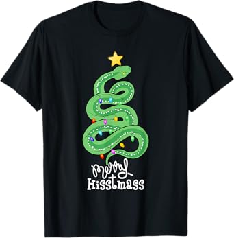 Funny Merry Hisstmass Python Snake Merry Christmas Tree T-Shirt