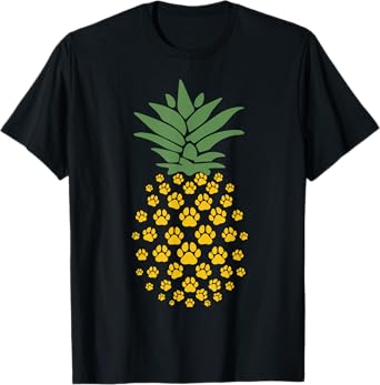 Hawaiian Island Pineapple Dog Paw Print, Dog Lovers Gift T-Shirt