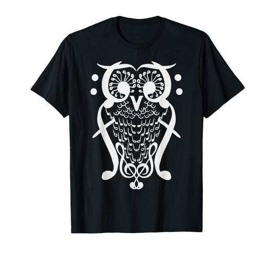 Music Note Owl Shirt Musicians Teacher Birthday Gift Bird T-Shirt