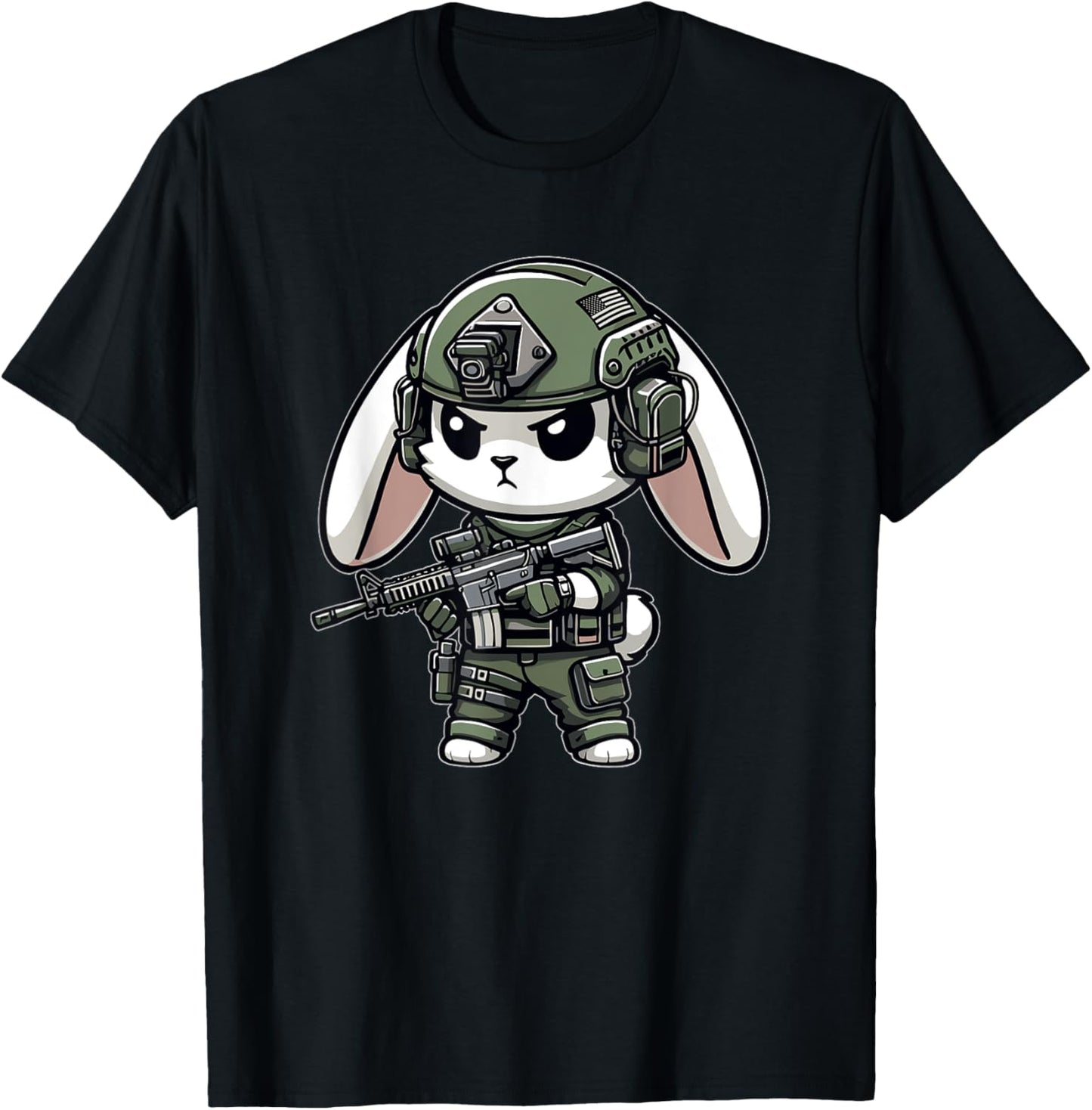 Funny Happy Easter Tactical Rabbit Veteran Men Women Gift T-Shirt