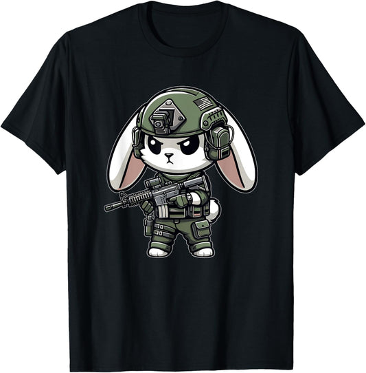 Funny Happy Easter Tactical Rabbit Veteran Men Women Gift T-Shirt