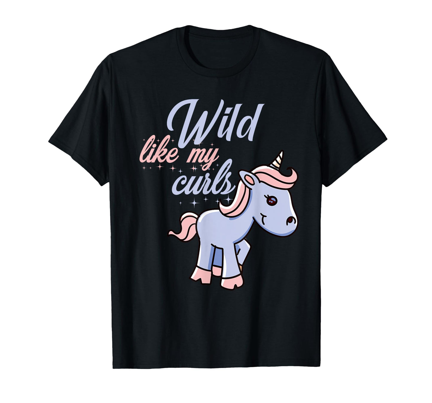 Wild Like My Curls Toddler Cute Unicorn Curly Haired T-Shirt