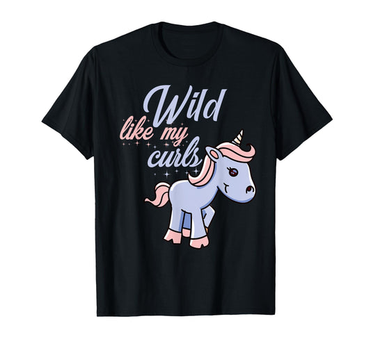 Wild Like My Curls Toddler Cute Unicorn Curly Haired T-Shirt