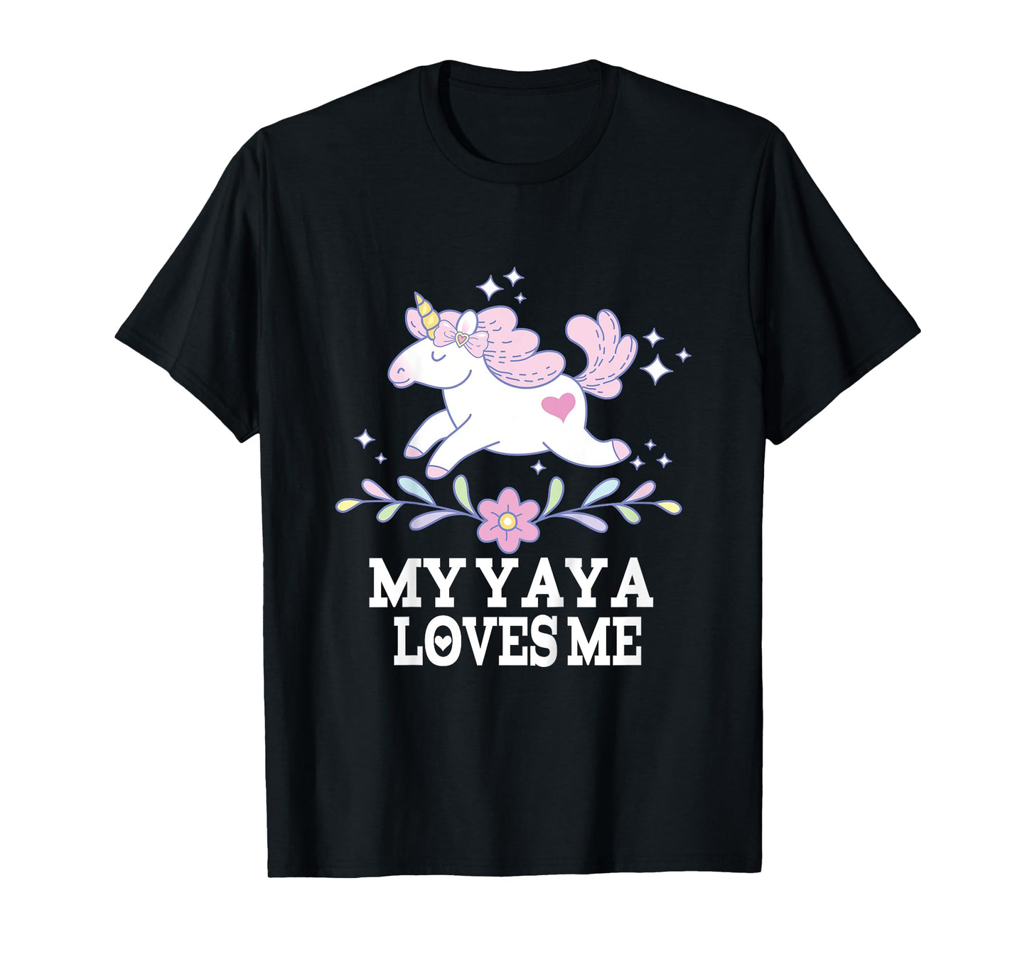 Kids My Yaya Loves Me Granddaughter Unicorn T-Shirt