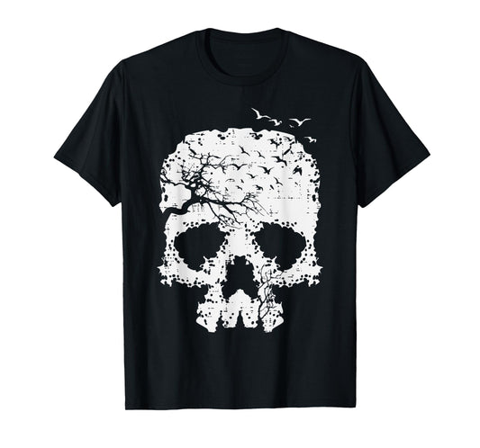 Halloween Skull Tree Birds Gothic Costume Men Women Kids T-Shirt