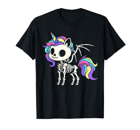 Kawaii skeleton unicorn Halloween, unicorn with wings T-Shirt