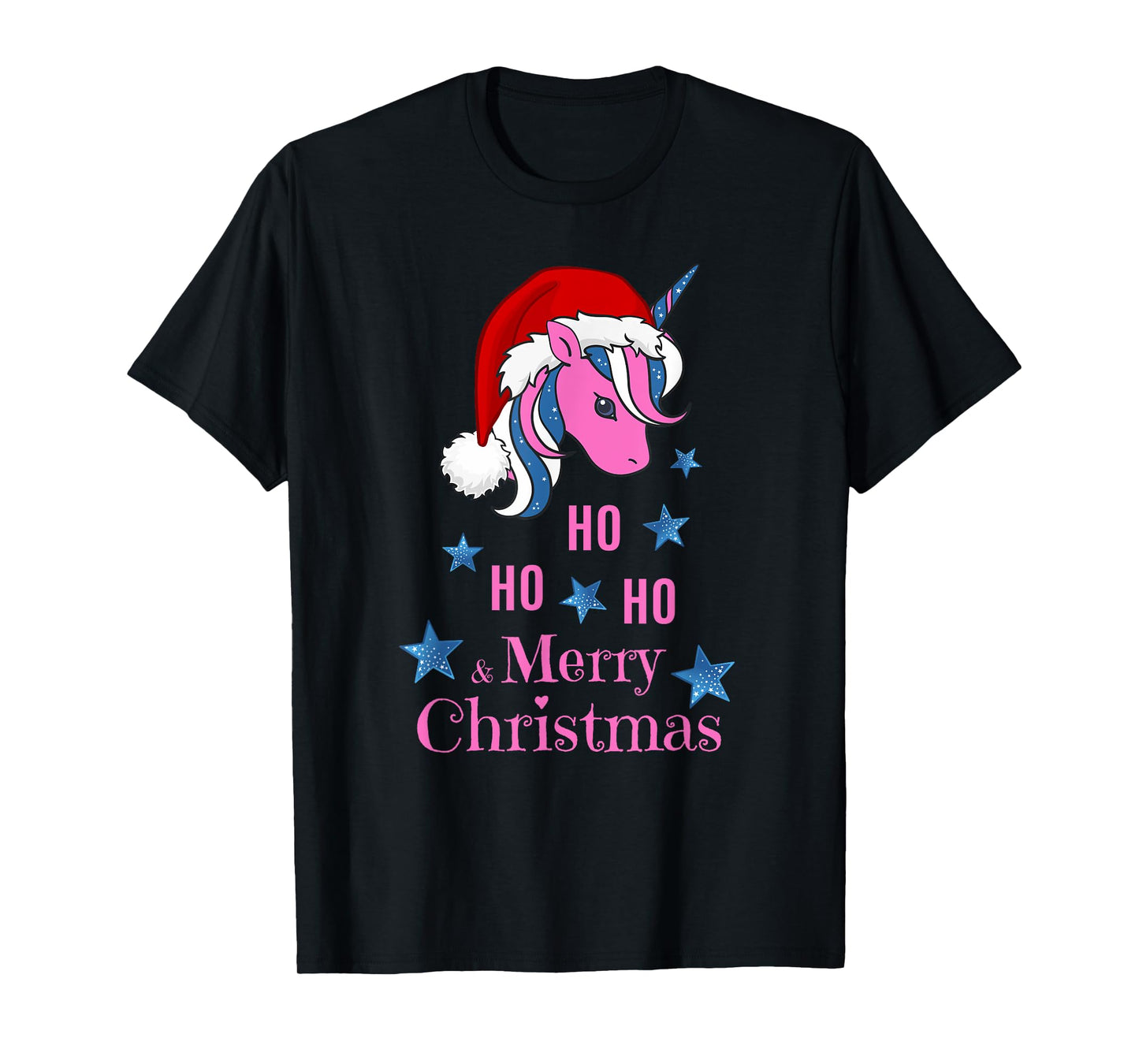 Pink Unicorn Santa Merry Christmas T-Shirt