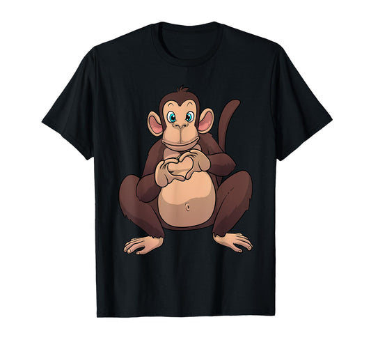Monkey Art For Men Women Gorilla Animal Valentines Monkey T-Shirt