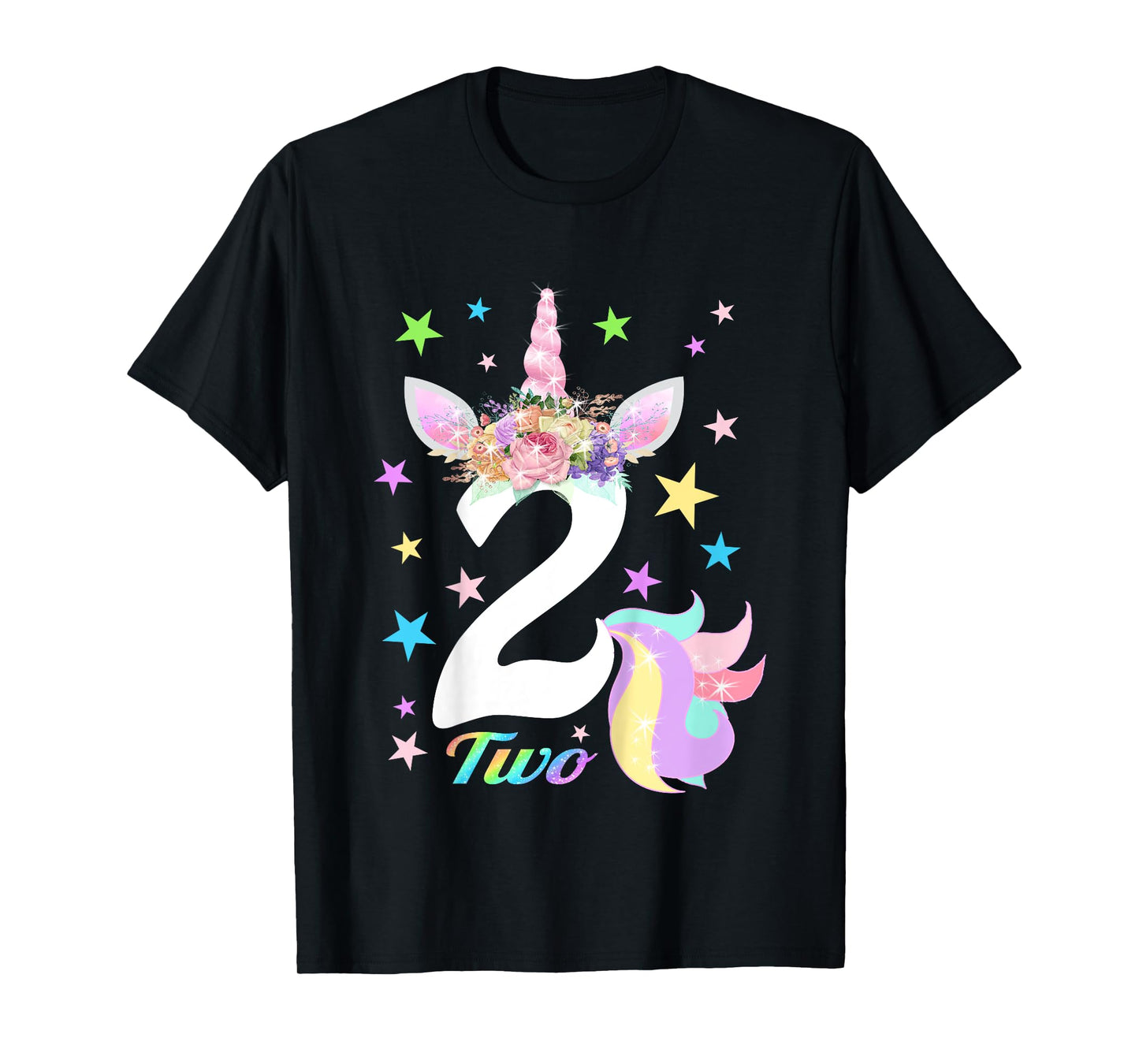 Number 2 (Two) Unicorn 2nd Birthday Shirt for 2 Year Old T-Shirt