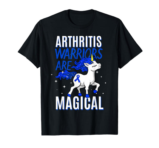 Arthritis Warrior Magical Unicorn Blue Ribbon Inflammation T-Shirt