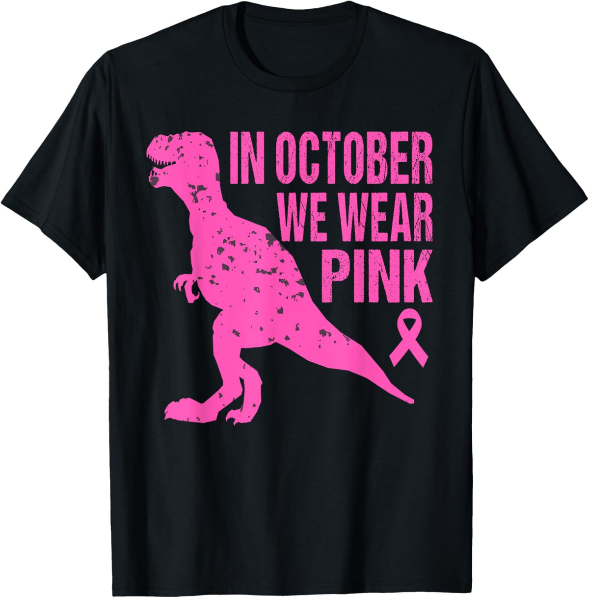 In October We Wear Pink Breast Cancer Trex Dino Kids Toddler T-Shirt