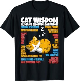Sleeping Cat Kitten Cute Wisdom Animal Lover Pet Owner T-Shirt