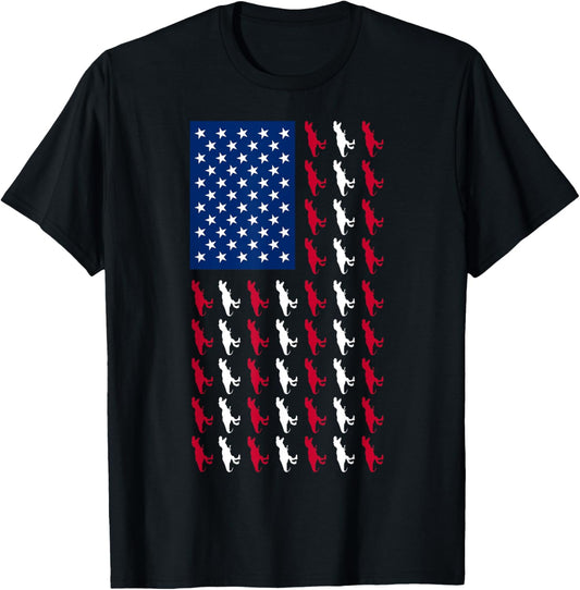 Dinosaur 4th of July USA Flag Patriotic Men Women T-Shirt