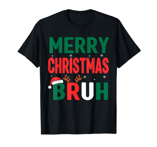 Bruh Christmas Shirt Kids Xmas Men Teen Boys Funny Christmas T-Shirt