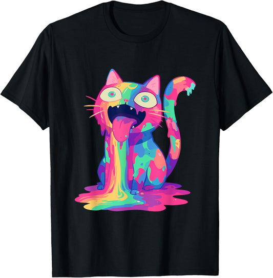 Trippy Party Crazy Rainbow Cat EDM Festival T-Shirt