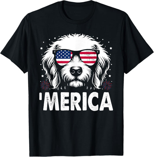 Goldendoodle 4th Of July Merica Patriotic Dog Tee T-Shirt