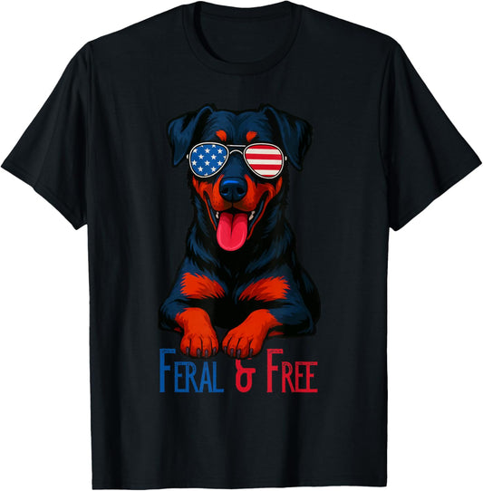 Feral & Free Funny Patriotic Beauceron Dog Feral And Free T-Shirt