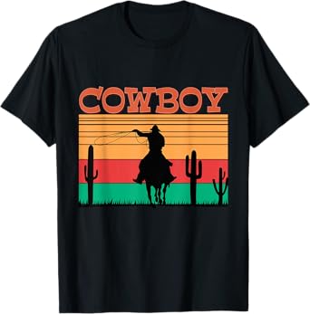 Kids Western Cowboy Rodeo Horse Retro Vintage Roping Cowboy T-Shirt