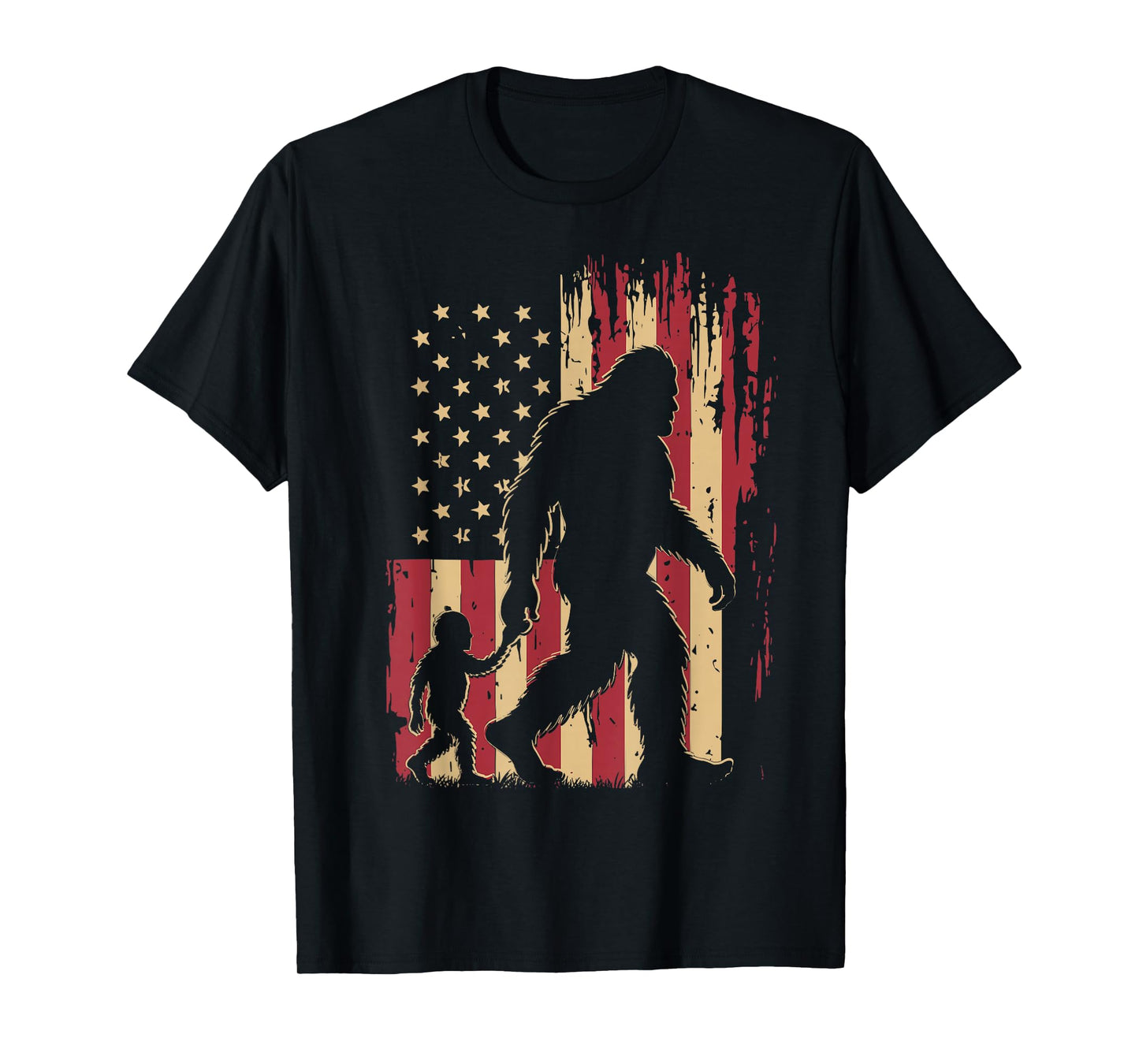 American Flag Bigfoot Dad Fathers Day Sasquatch Fathers Day T-Shirt