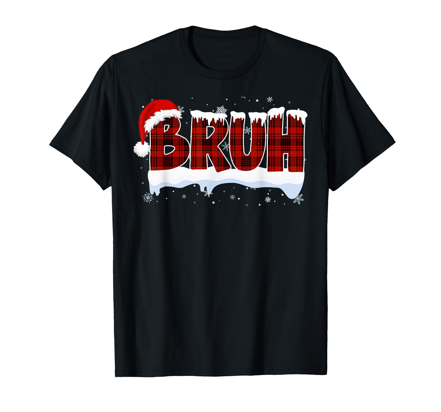 Bruh Funny Christmas Red Plaid Xmas Teens Boys Kids Pajamas T-Shirt