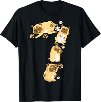 Cute Dog 7th Birthday Gift | Cool 7 Years Old Pug Boys Girls T-Shirt