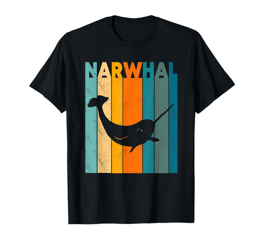 Narwhal Retro Vintage Narwhale Unicorn Of The Sea Whale T-Shirt