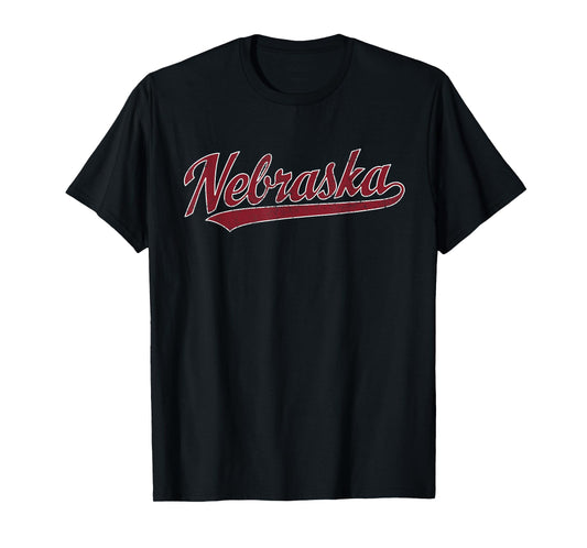 Nebraska NE Vintage Sports Design Retro Script T-Shirt