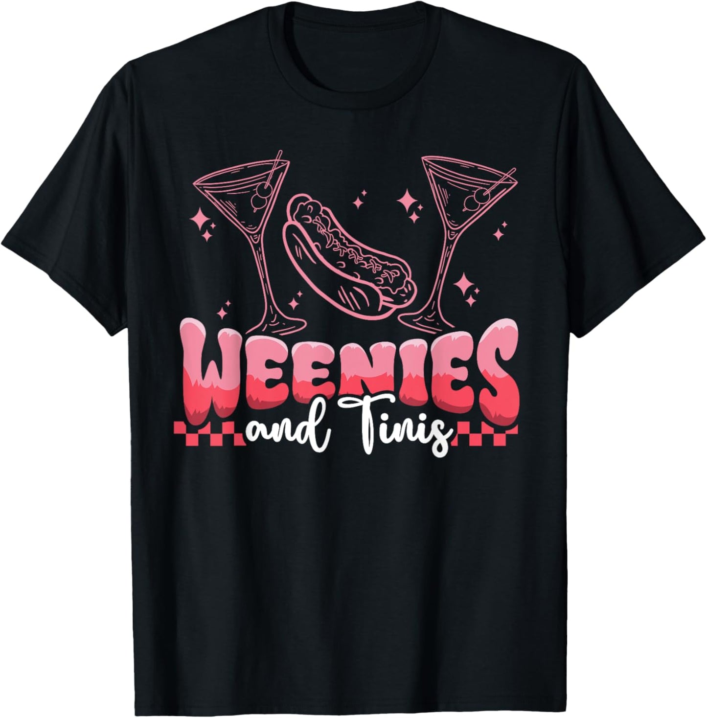 Funny Martini Weenies and Tinis Hotdog Lover Cocktail Party T-Shirt