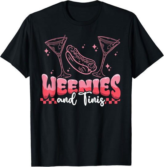 Funny Martini Weenies and Tinis Hotdog Lover Cocktail Party T-Shirt