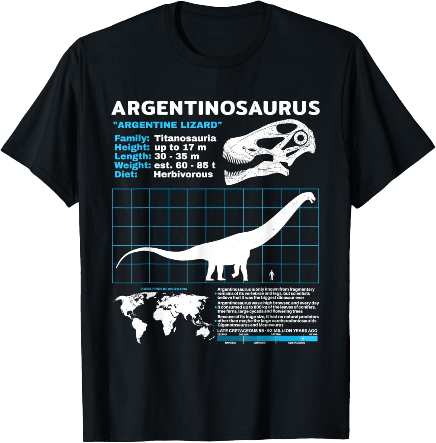Argentinosaurus fact sheet Dinosaur Facts T-Shirt