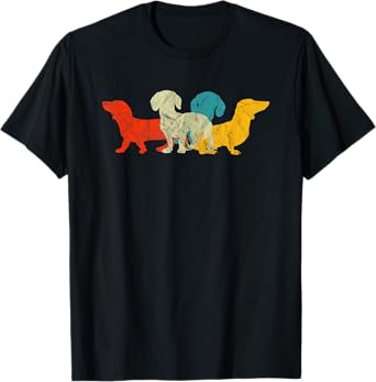 70s Retro Dachshund Gifts Wiener Dog Owner Matching Rescue Men Women Girls Kids T-Shirt