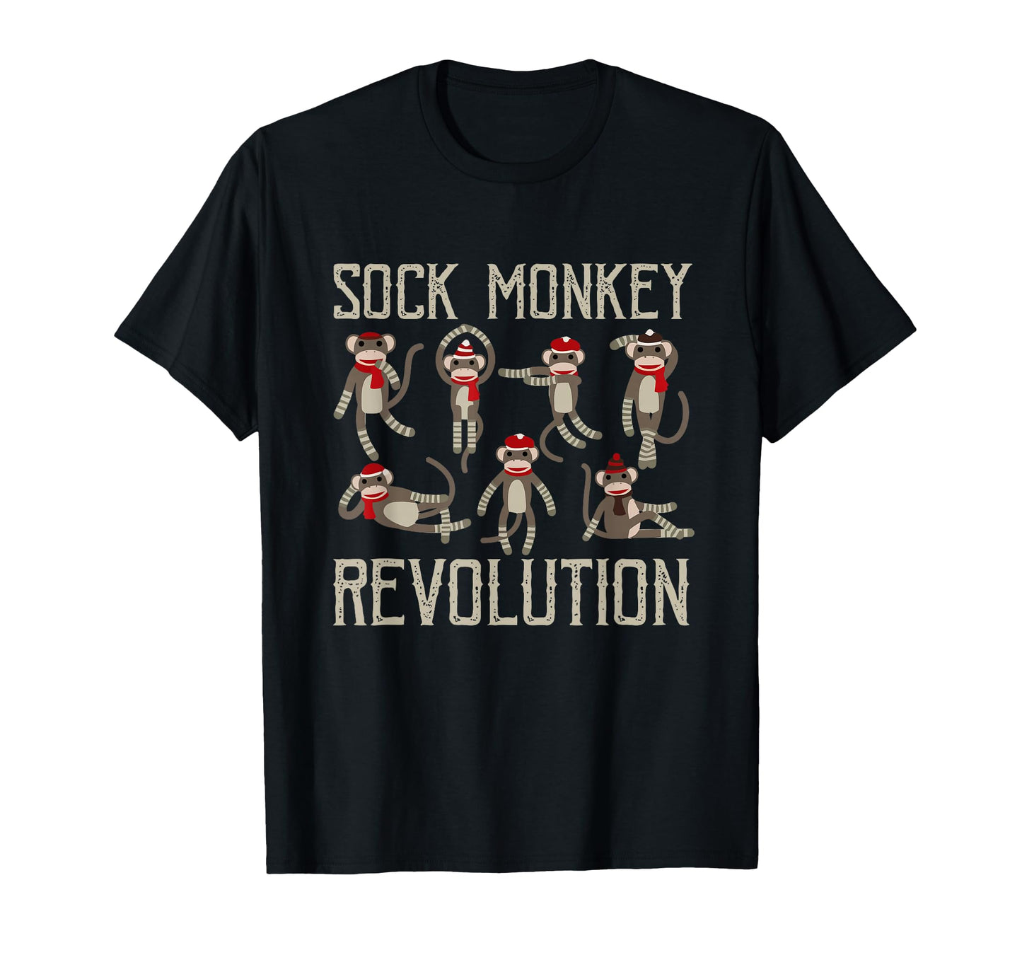 Sock Monkey Revolution Vintage Distressed Monkeys Santa Hat T-Shirt