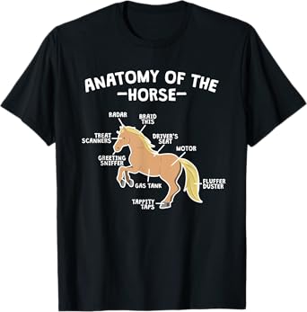 Horse Pun Anatomy Of Horse Horseback Riding Equestrian Quote T-Shirt