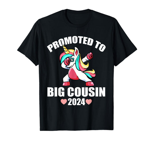 Dabbing Unicorn Shirts For Kids, Promoted To Big Cousin 2024 T-Shirt