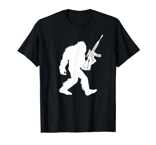 Bigfoot With Rifle Sasquatch 2nd Amendment Gun T-Shirt