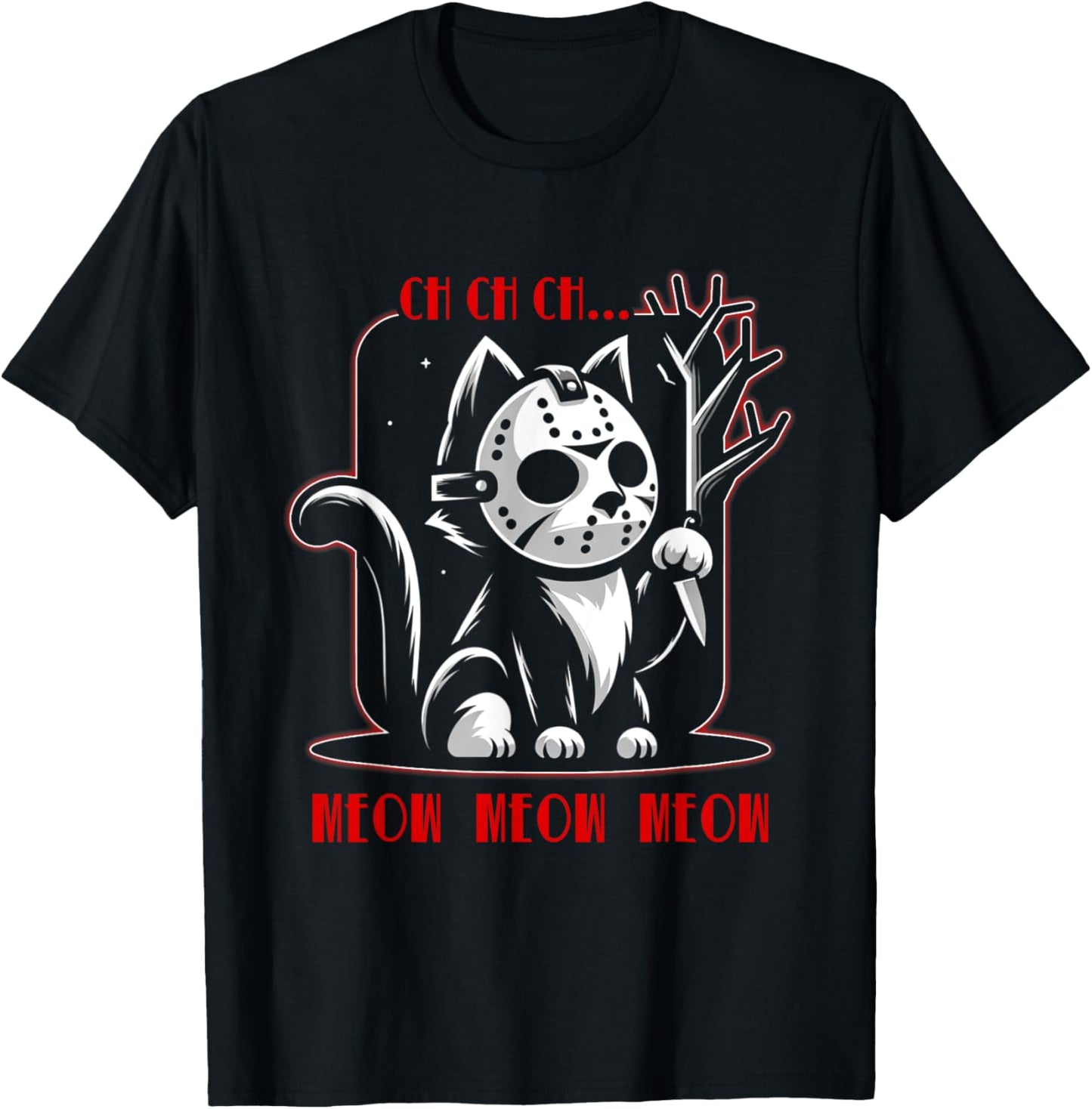Graphic Cat Funny Animal Horror Movie Cute Kitten Meow T-Shirt