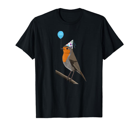 Bird Motif Robin Bird Animal Drawing Birthday T-Shirt