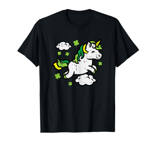 St Patricks Day Unicorn Shamrocks Saint Pattys Girls Kids T-Shirt