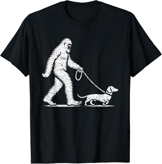 Sasquatch Walking Dachshund Dog Bigfoot T-Shirt
