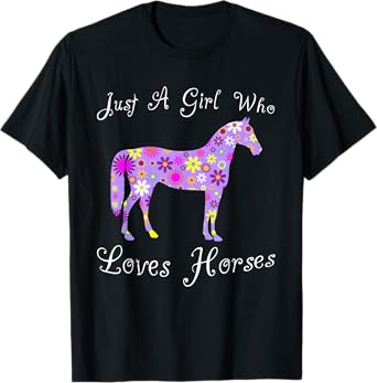 Fun Cute Just A Girl Who Loves Horses T-Shirt