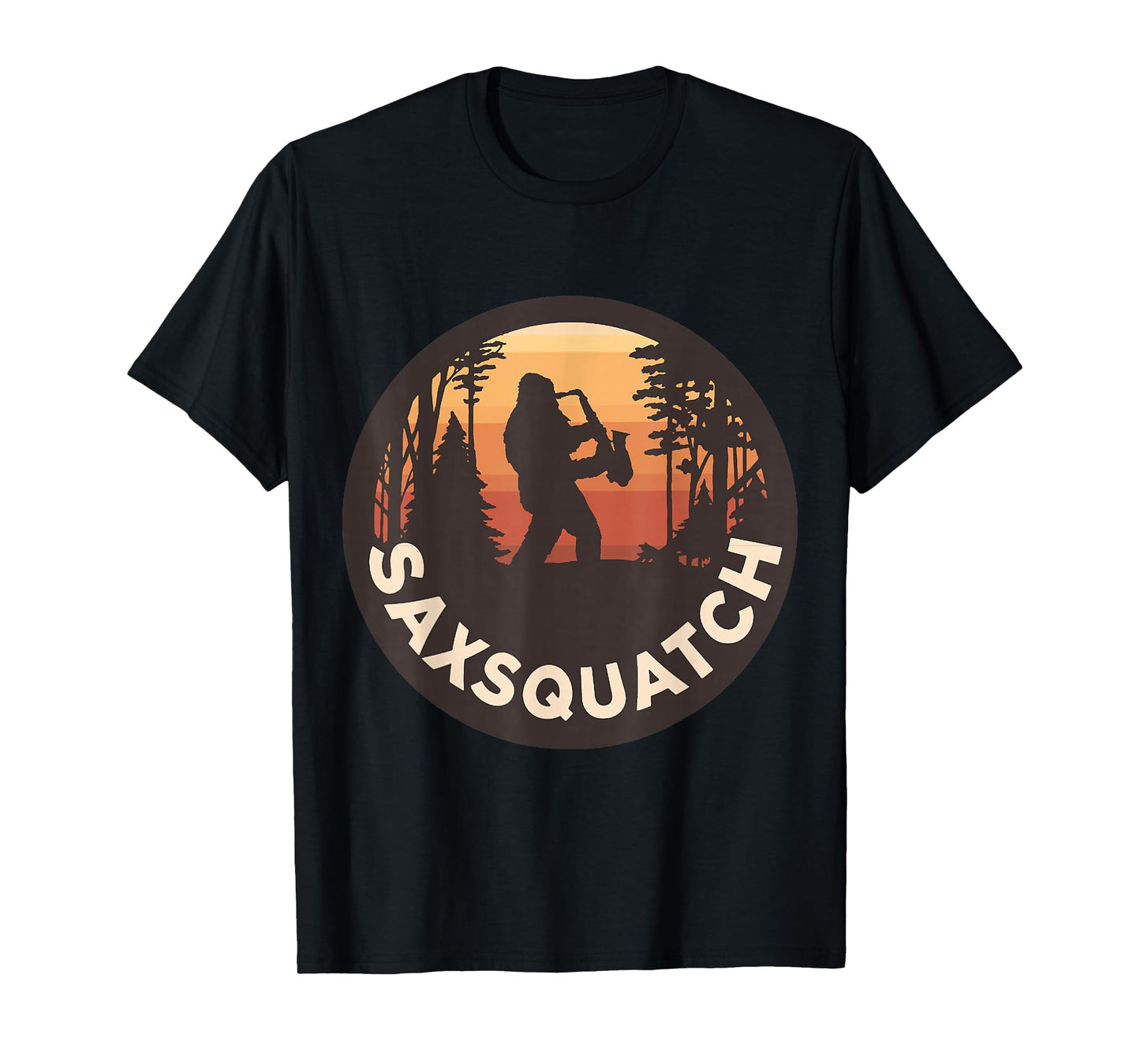 Retro Vintage Sax-Squatch Yeti Bigfoot Playing Saxophone T-Shirt