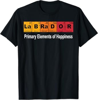 Vintage Labrador Dog Science Funny Periodic Table Pet Men Women Kids T-Shirt