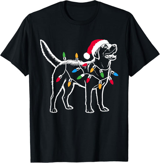 Funny Santa Labrador Retriever Christmas Lights Dog Lover T-Shirt