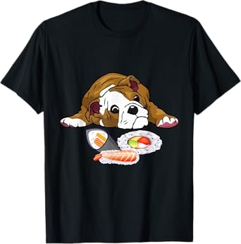 Funny Kawaii Sushi English Bulldog T-Shirt