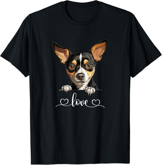 Cute Dog Graphic Love Puppy Rat Terrier Dog T-Shirt