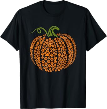 Pumpkin Dog Paw Print Lazy Halloween Costume Puppy Lover T-Shirt