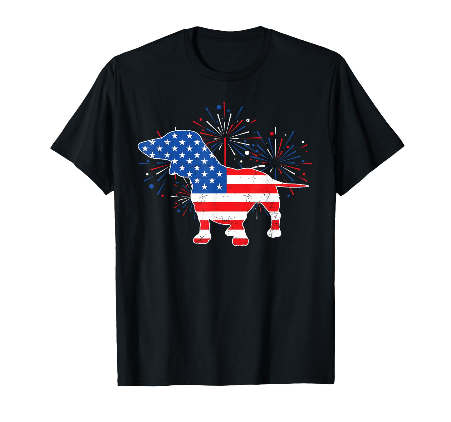 Patriotic American Flag Doxie Lover 4th of July Dachshund T-Shirt