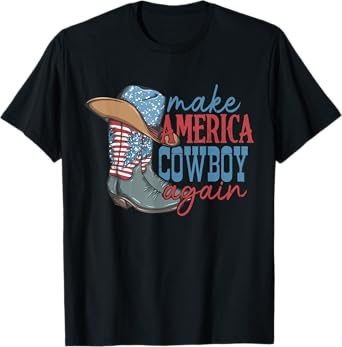 Make America Cowgirl Cowboy Again Western 4th of July T-Shirt