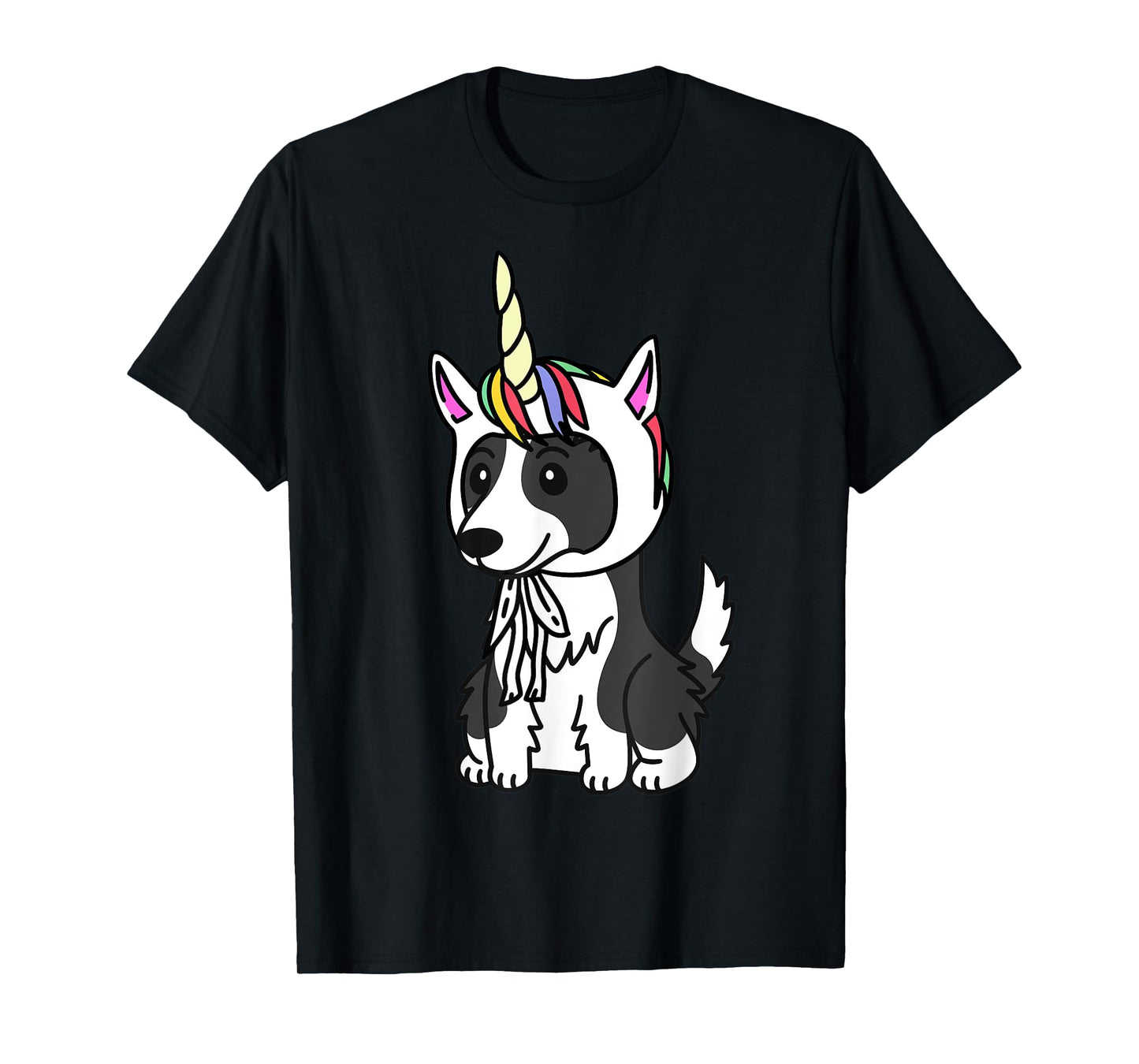 Unicorn Hat Border Collie Funny Dog Men Women Kids T-Shirt