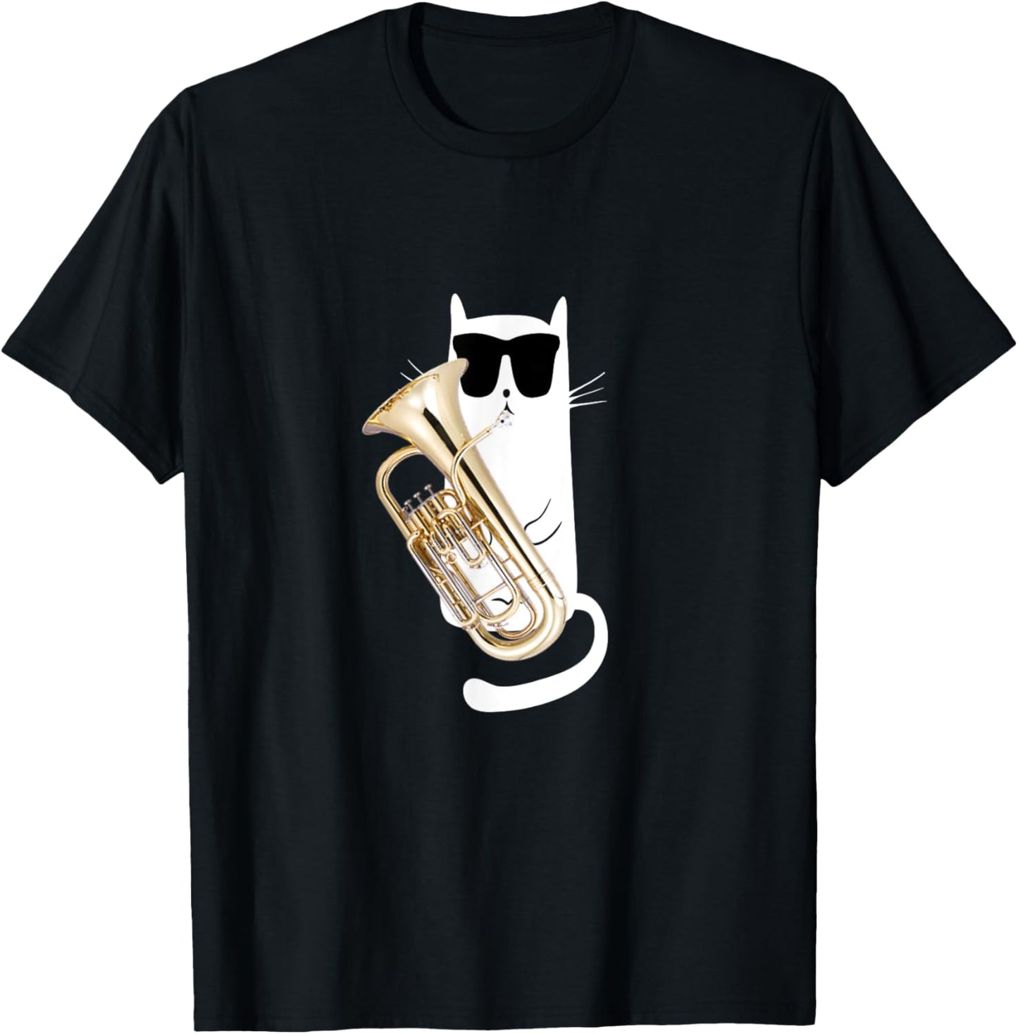 Funny Cat Wearing Sunglasses Playing Euphonium T-Shirt